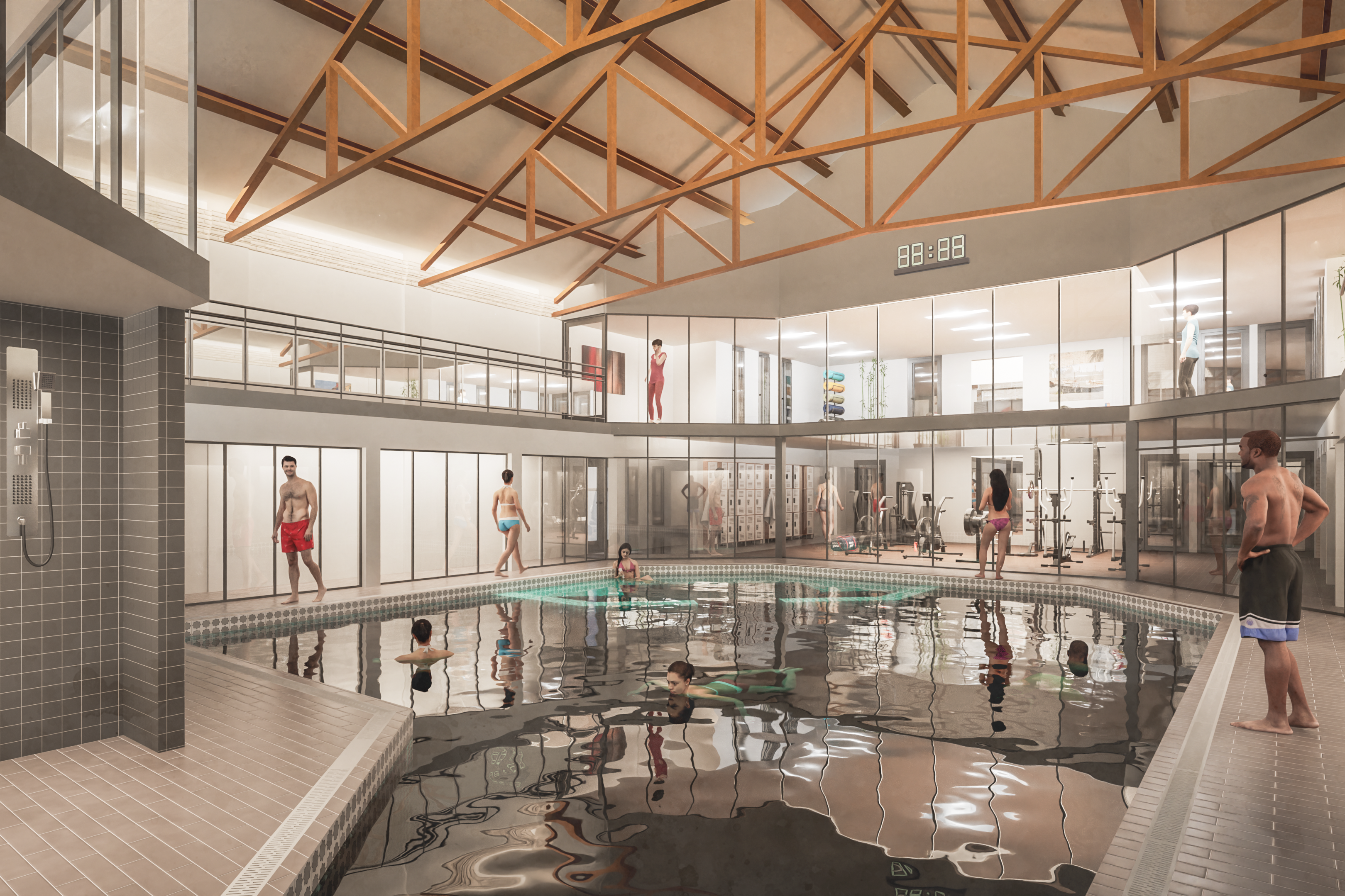 Croft Architecture Tunstall Lirbary Swimming pool, gym and community facilities
